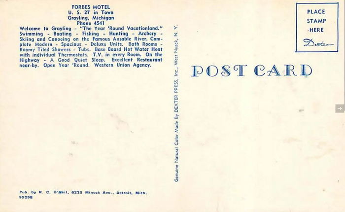 Warblers Way Motel (Forbes Motel) - Vintage Postcard (newer photo)